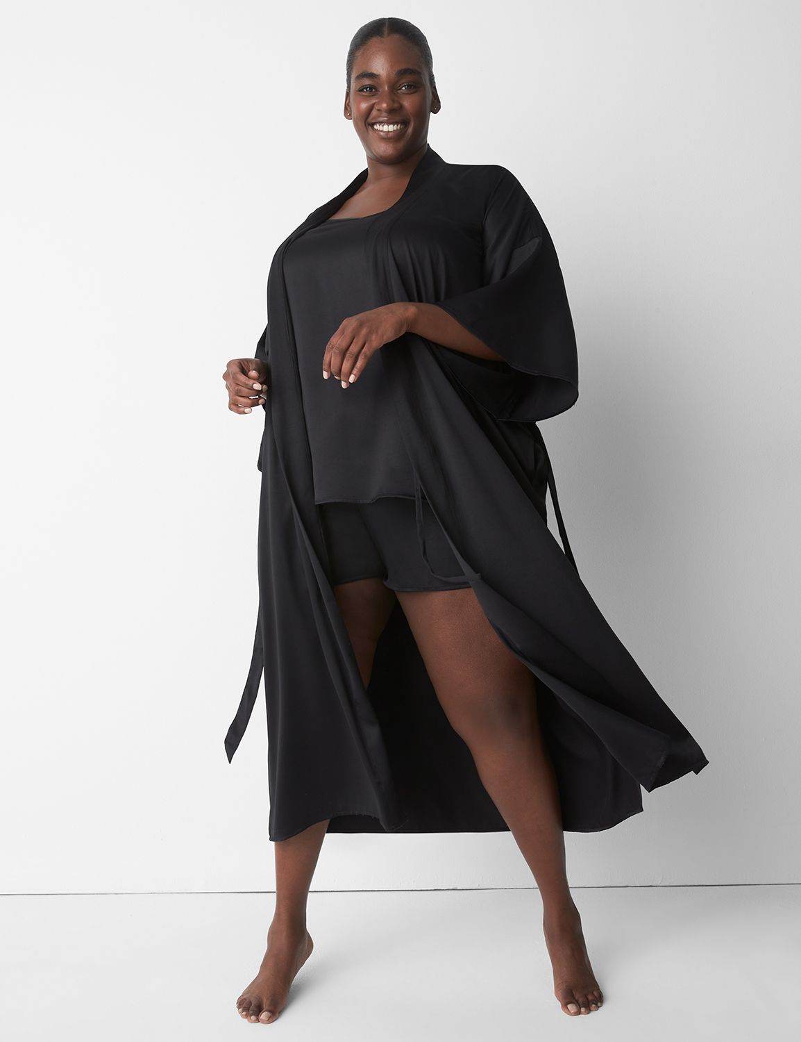 Hammered Satin Midi Kimono Robe 112 Product Image 3