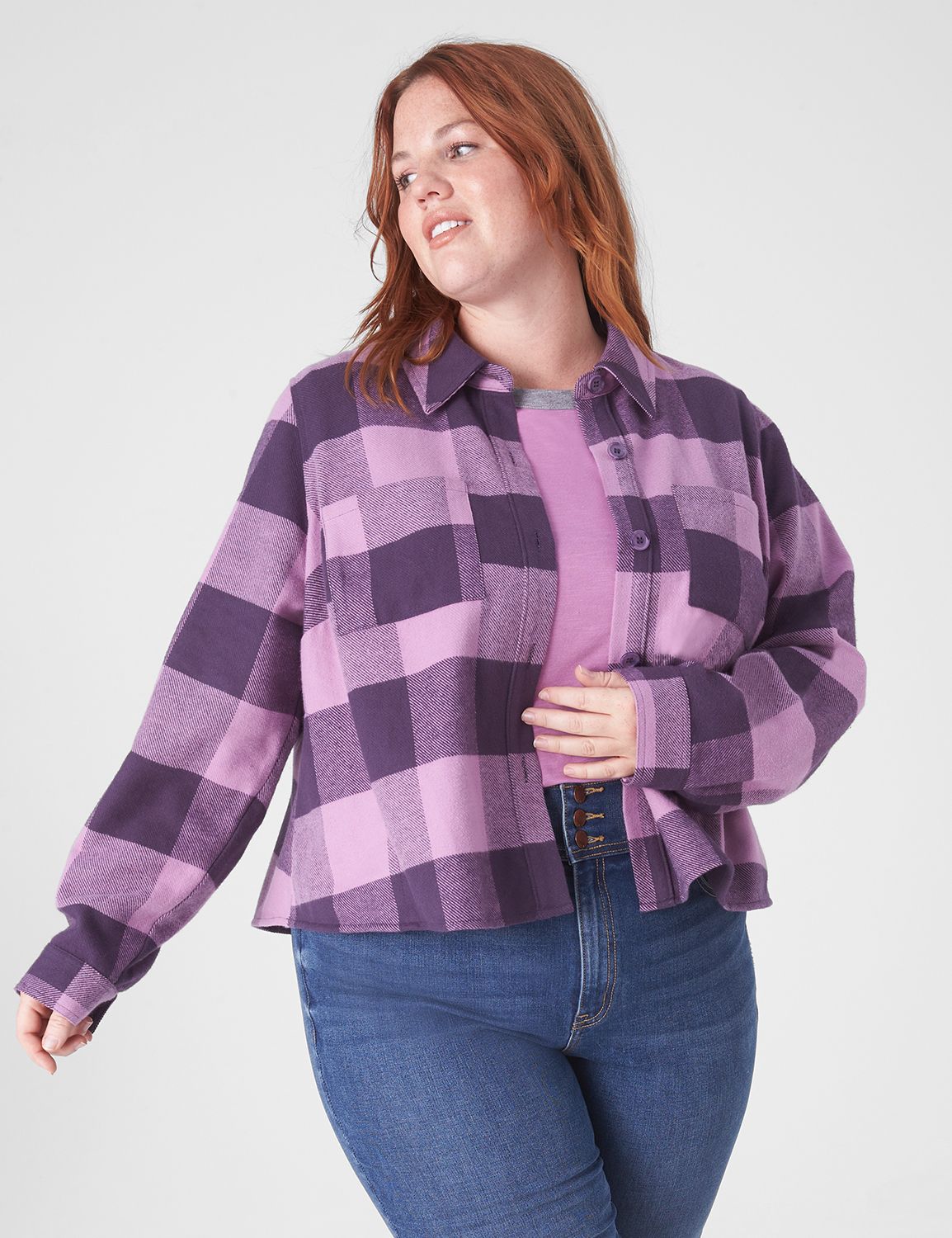 Classic Long Sleeve Button Front Pl Product Image 1