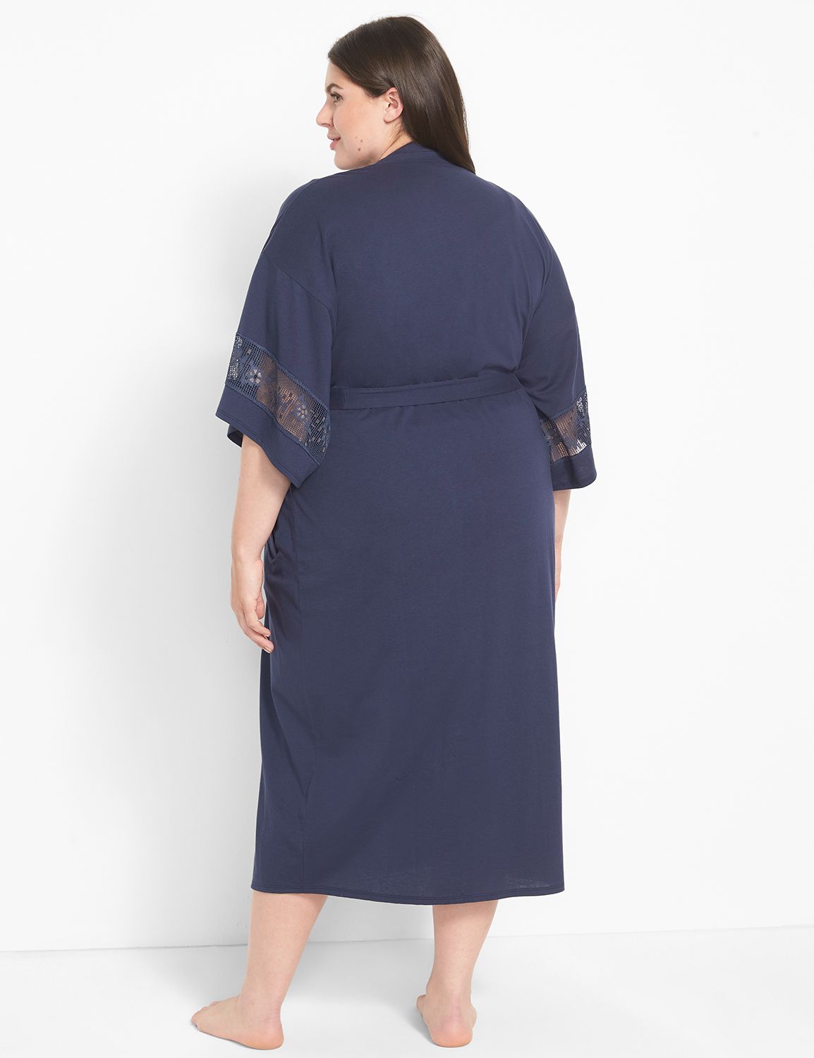 CVC Lace Trim Midi Robe 1127834 F Product Image 2