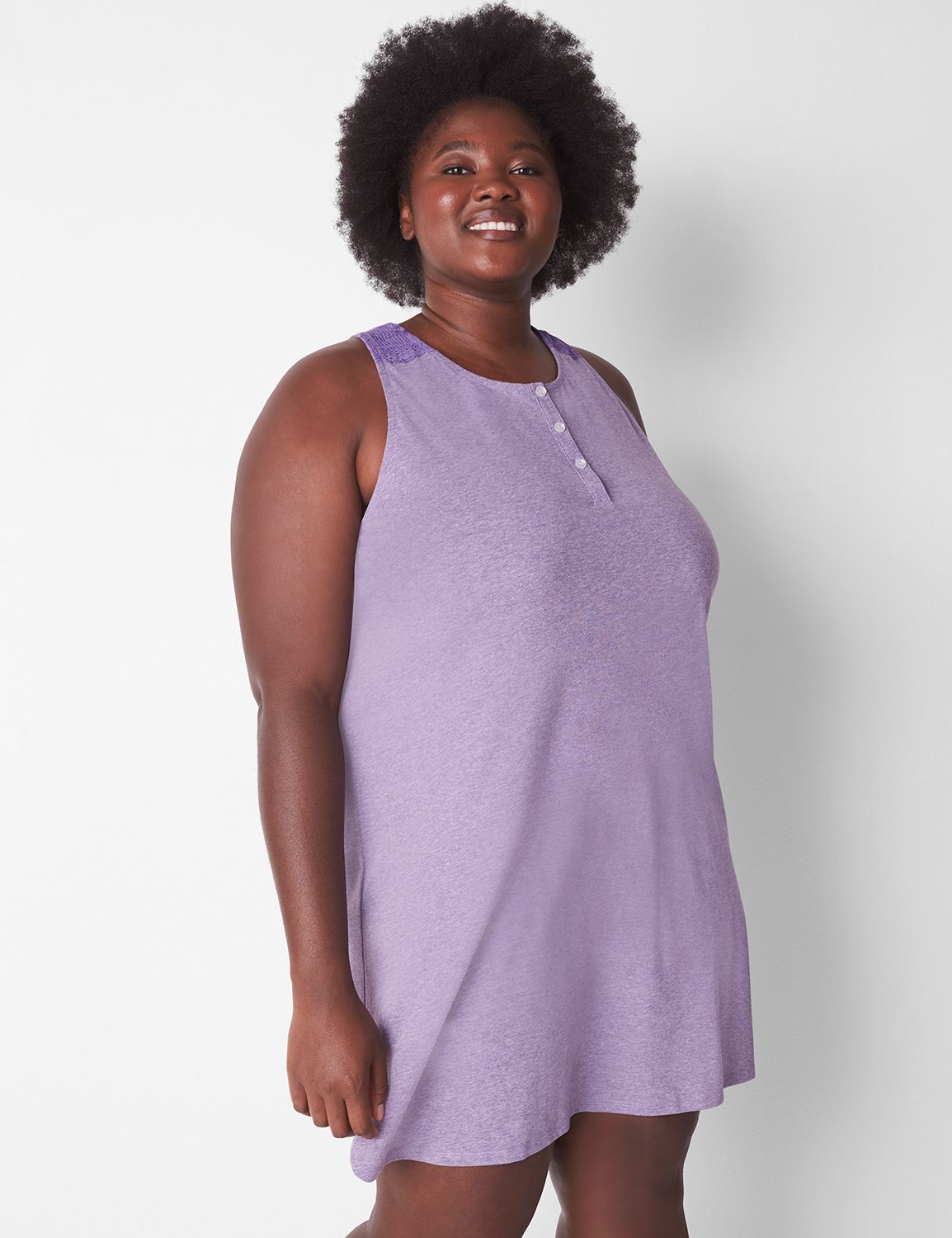 CVC Lace Trim Racerback Sleepshirt LaneBryant