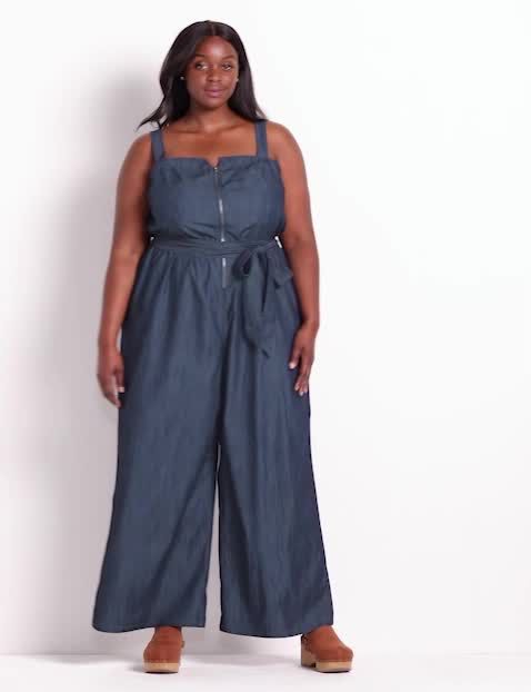 Smocked Double Cloth Jumpsuit-Bright Blue | Boden USA