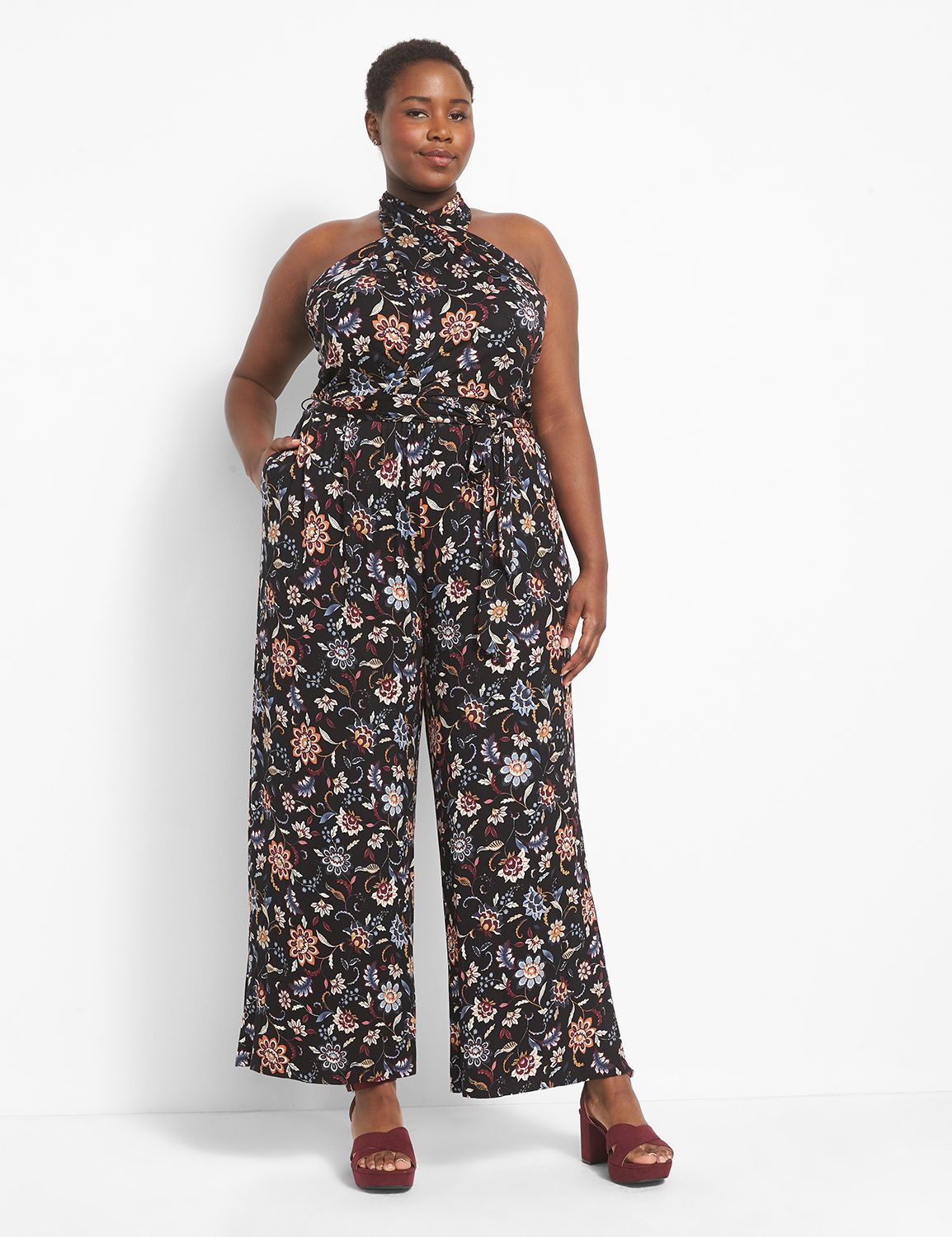 Cross halter sale jumpsuit