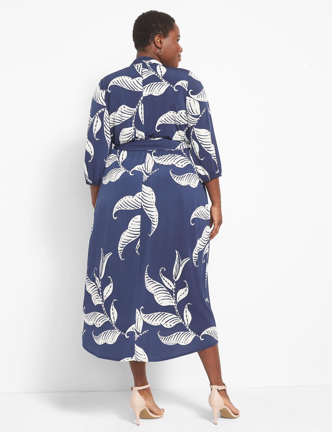 MID SLEEVE FAUX WRAP MIDI DRESS 112 Product Image 2