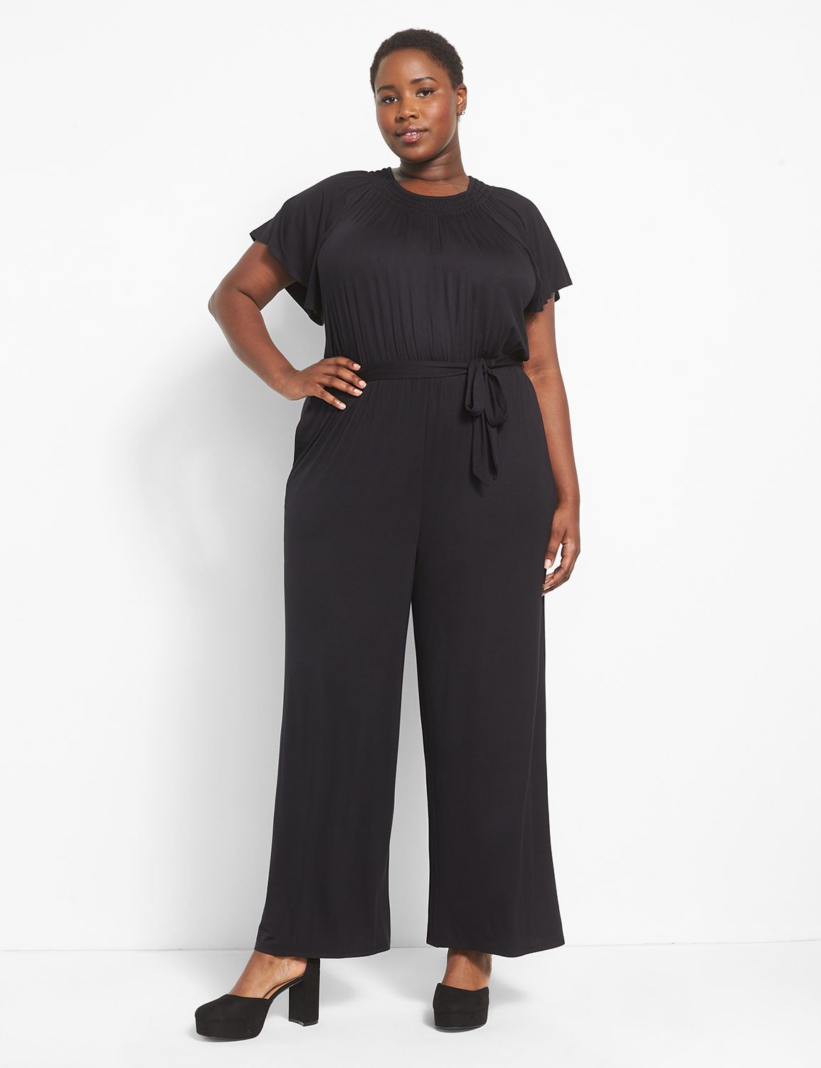 Flutter-Sleeve Wide Leg Jumpsuit