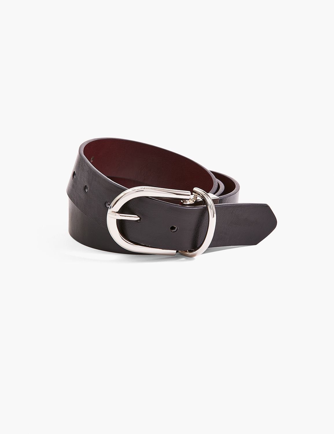 Reversible Shiny Metal D-Ring Belt | LaneBryant