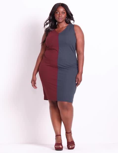 Sleeveless Colorblock Ribbed Bodycon Dress
