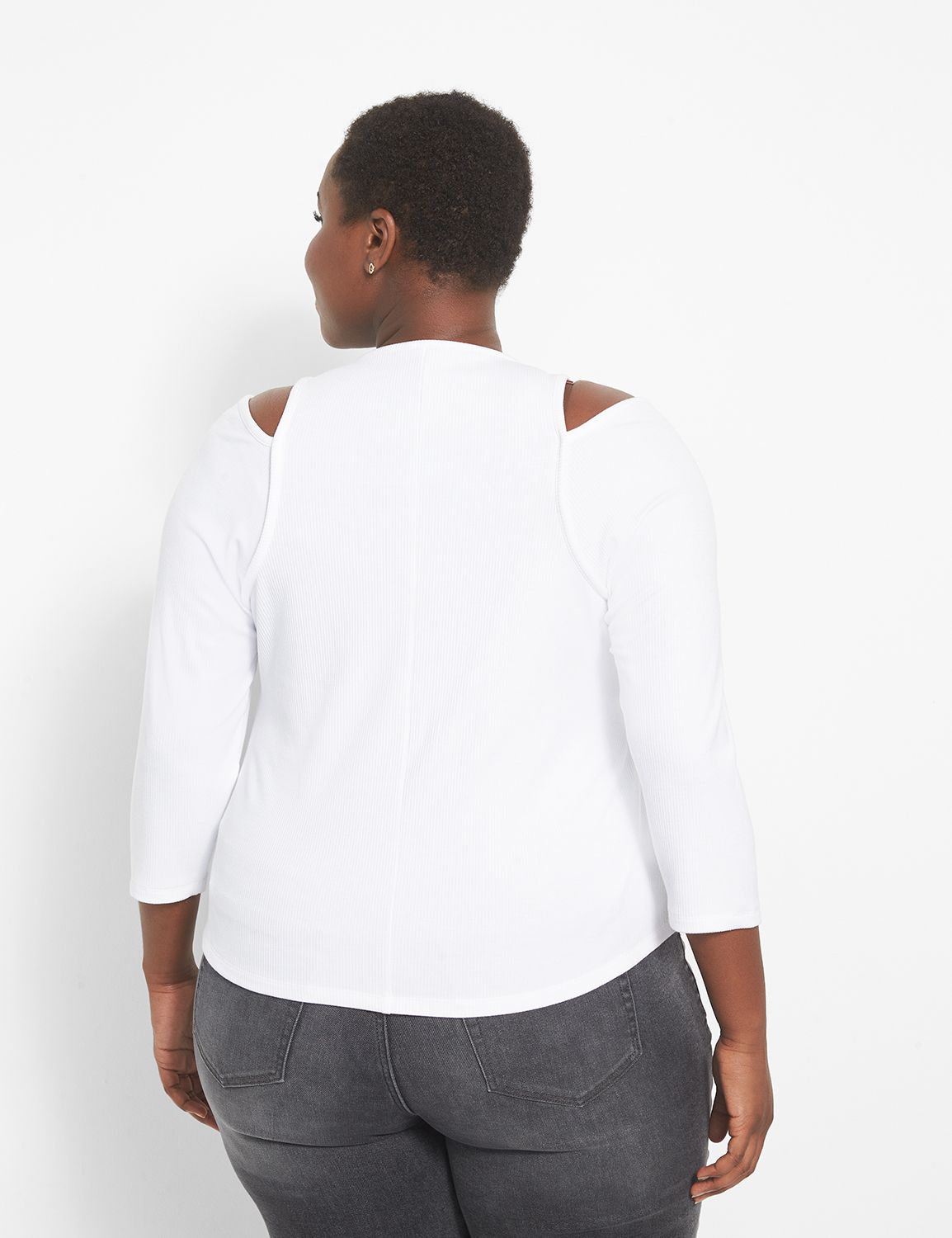 Fitted 3/4 Sleeve Crew Neck Tee Wit Product Image 2