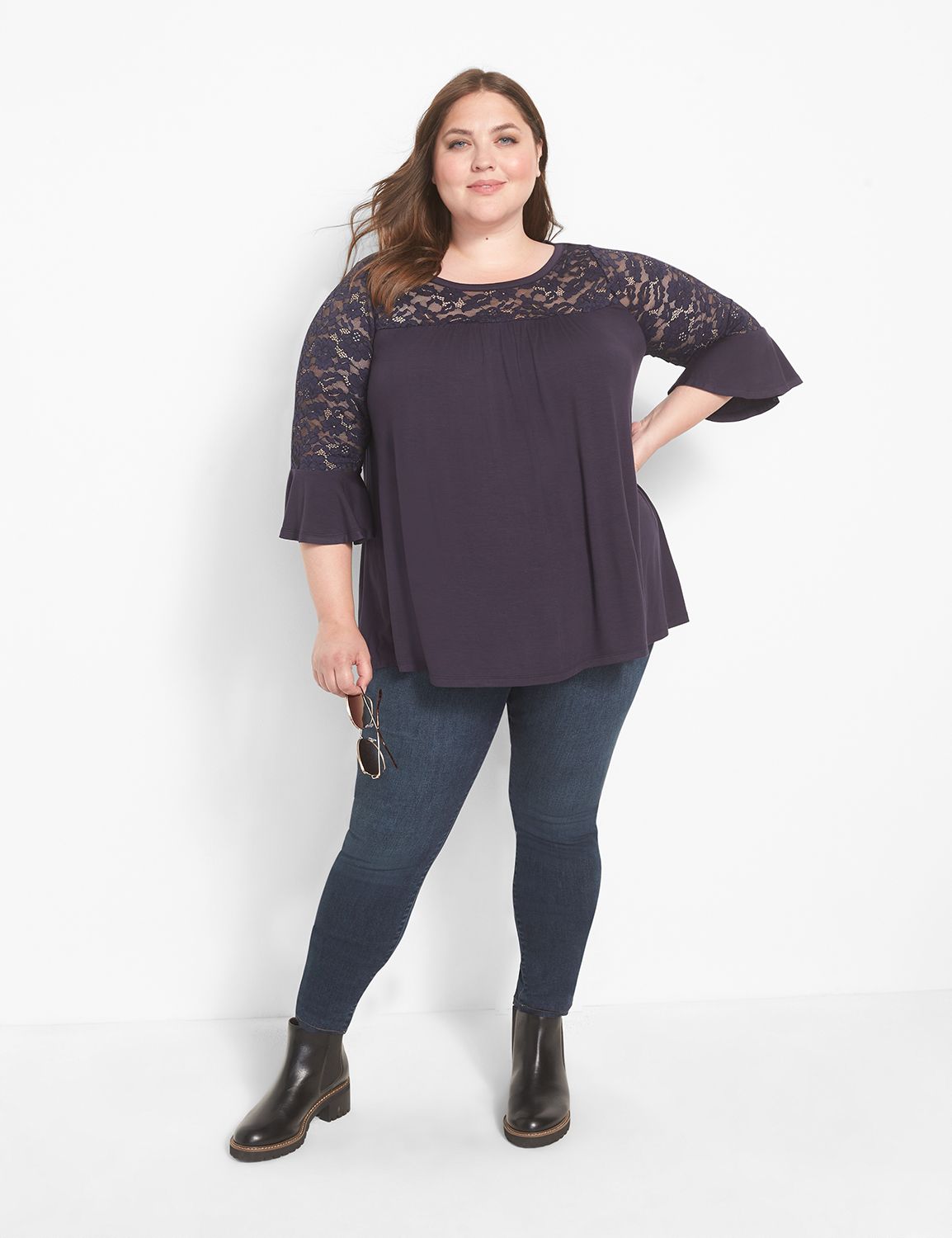 3/4 Sleeve Boatneck Tee Balsam Green