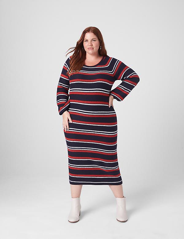 Lane Bryant Bell-Sleeve A-Line Dress 16-18-20-22 Women Plus Chinese Red 1x 2x 3x 