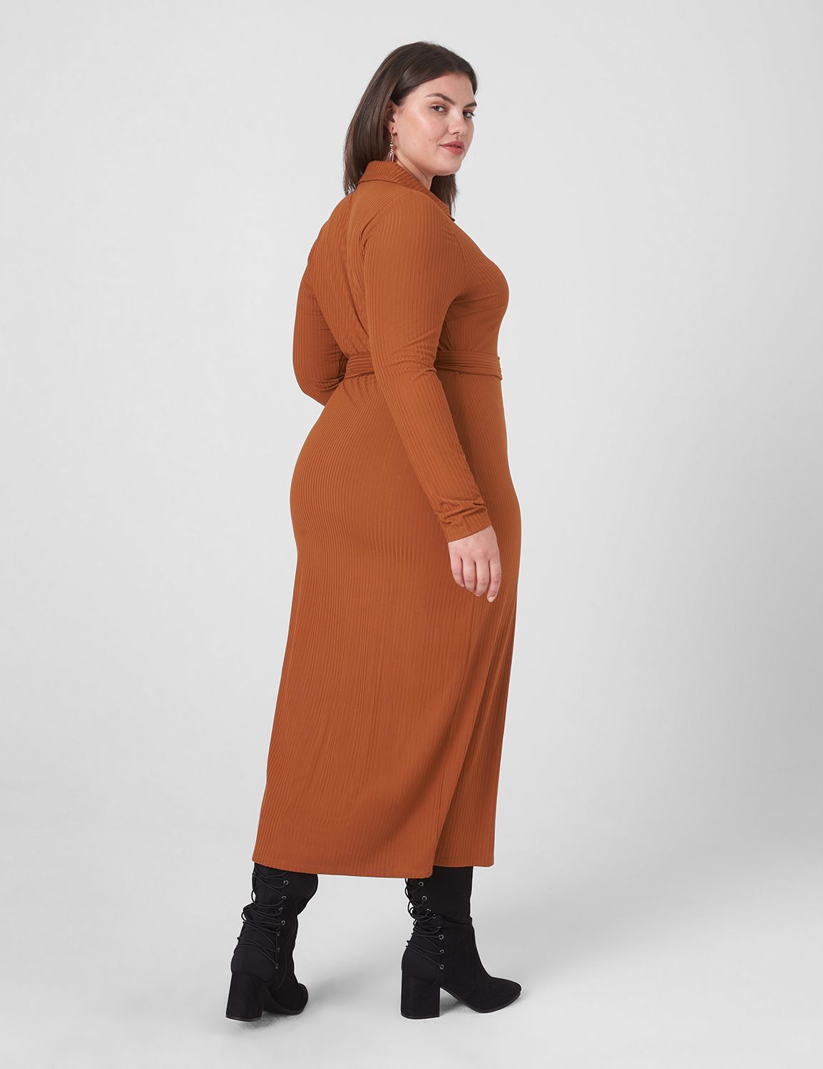 3/4 Sleeve Polo Midi Dress 1130271