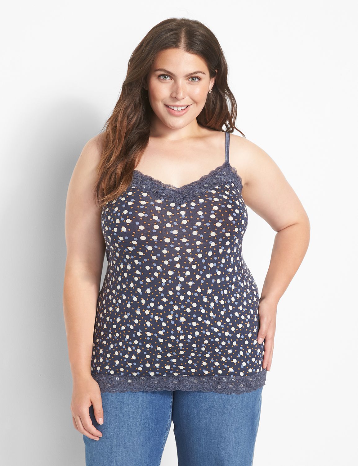 Sleeveless Lace Trim Cami Fall 1130