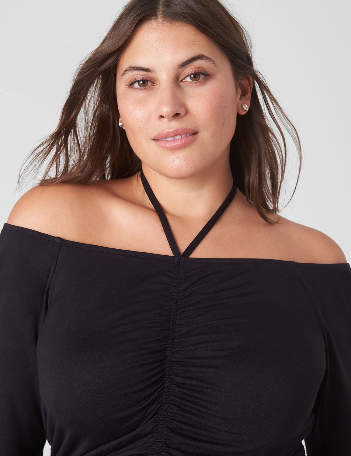 Overlock Detailed Cross Halter Keyhole Neck Off Shoulder Set