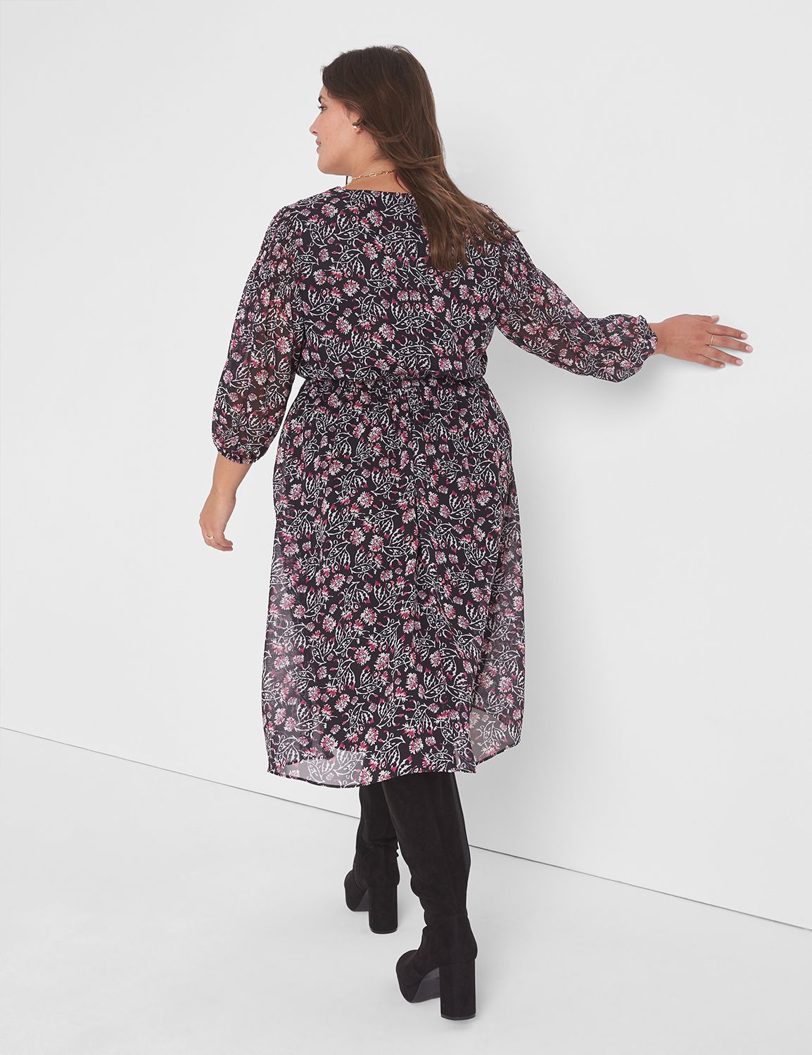 Crushed 3/4 Sleeve Party V-Neck