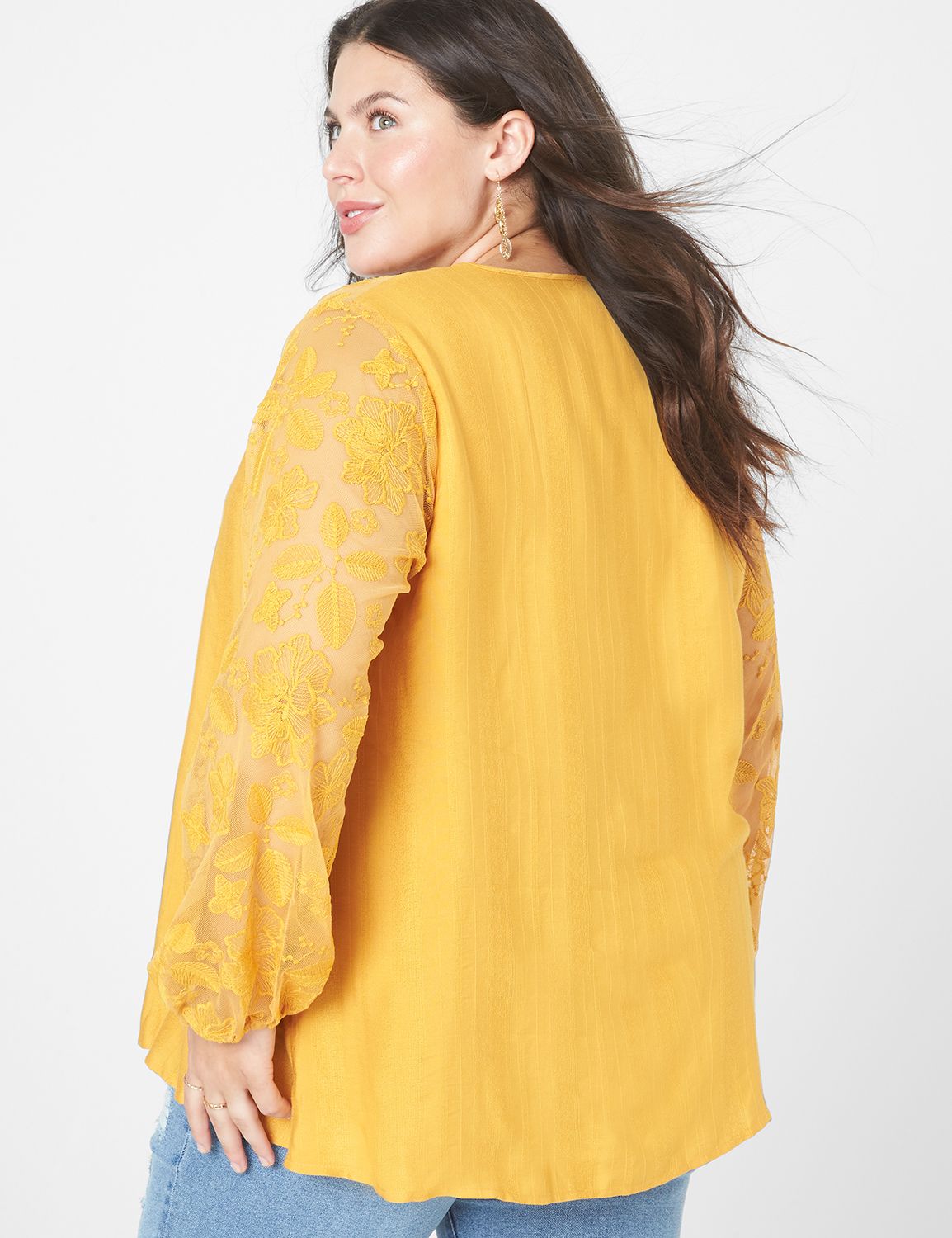 Classic Long Sleeve V Neck Embroide LaneBryant