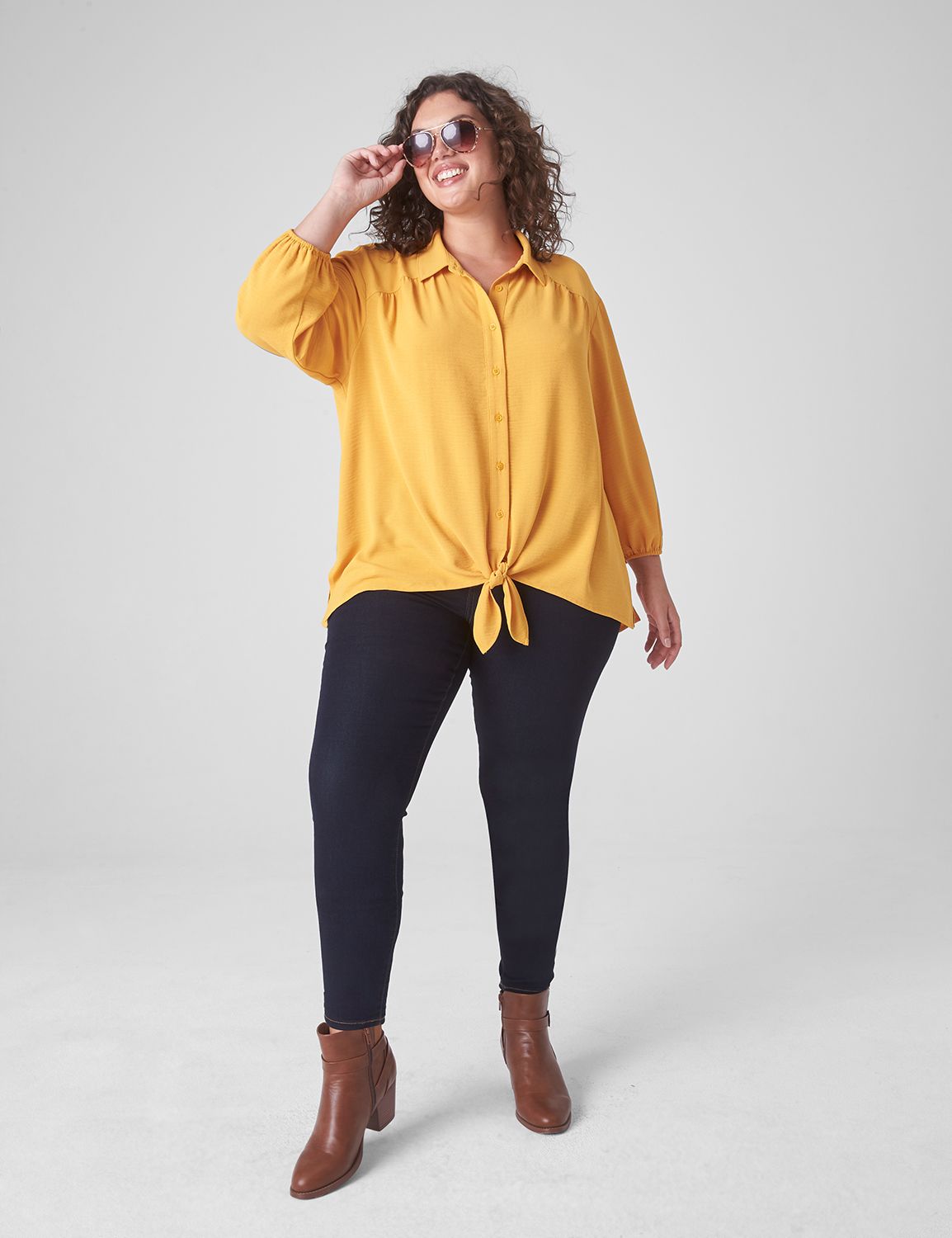 3/4 Sleeve Tiered Hem Blouse main image 1