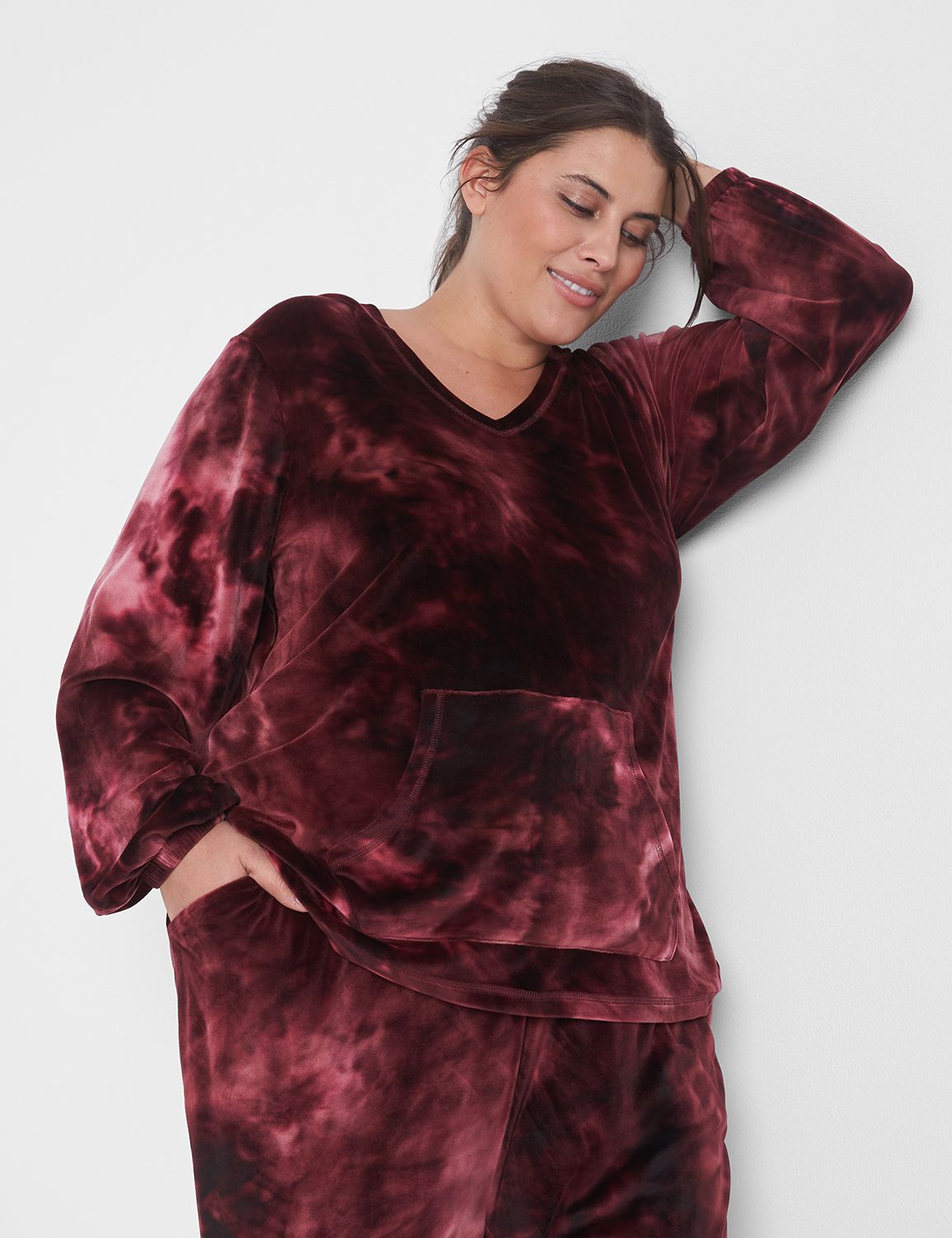 Long Sleeve Mid Vneck Dye Effect Ve Product Image 3