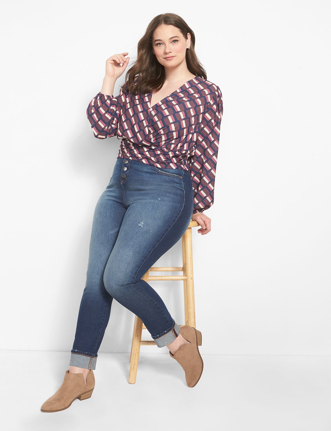 Classic Long Sleeve Surplice Neck S Product Image 3