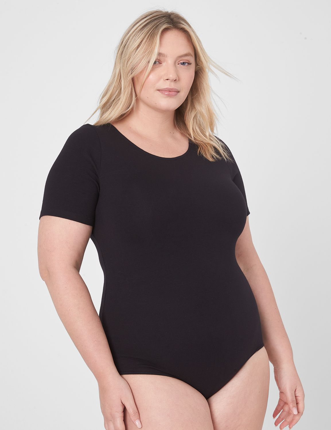 Plus Size Black Short Sleeve Bodysuit