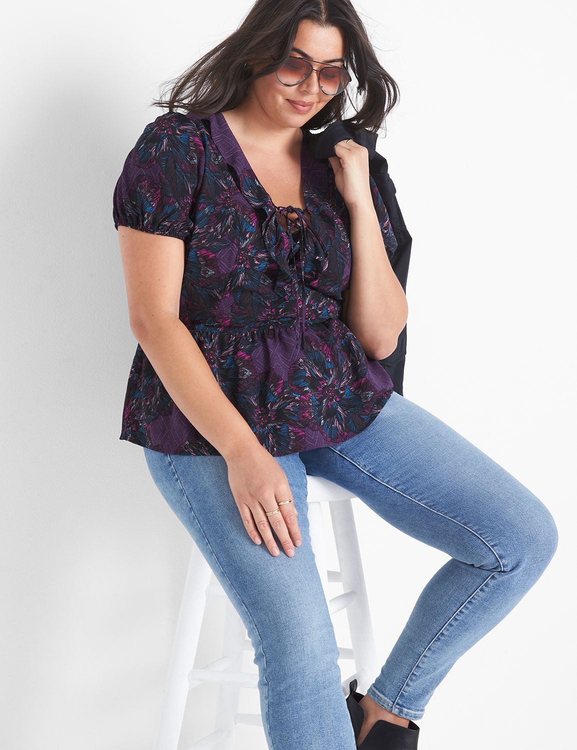 lace up peplum top