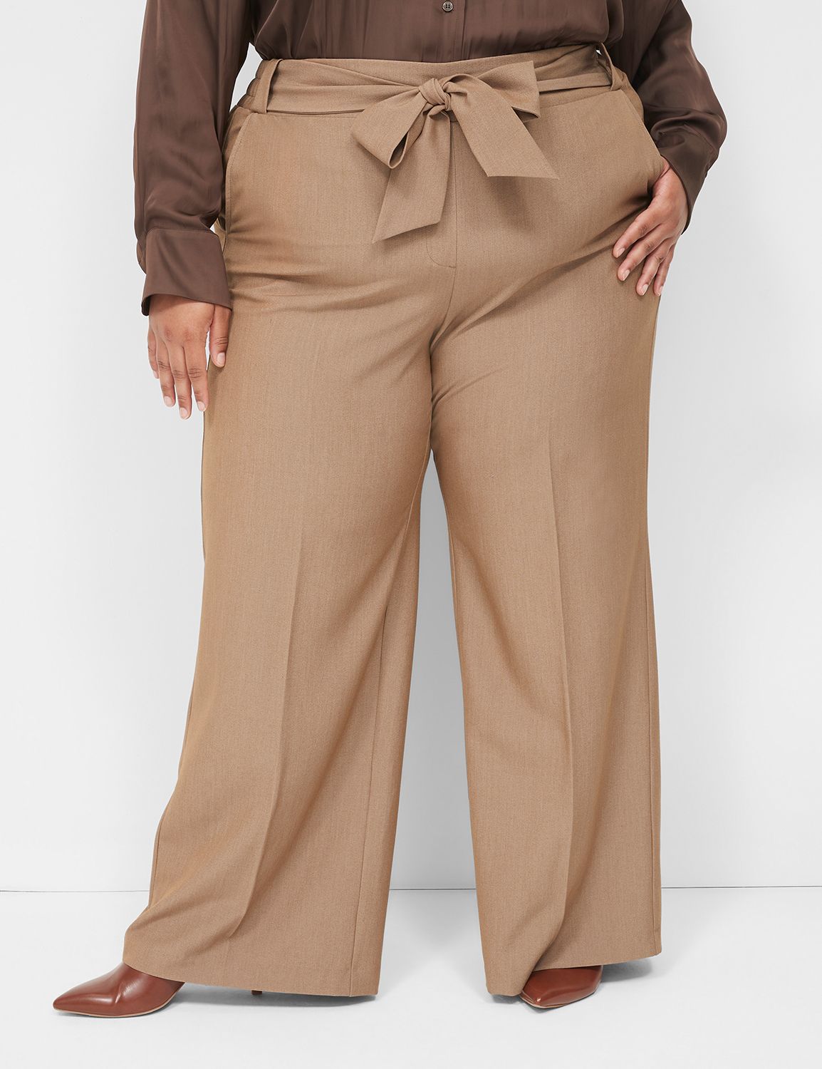 Avenue Cool Hand Straight Leg Pull-On Brown Pants Plus Size 26 Petite NWT