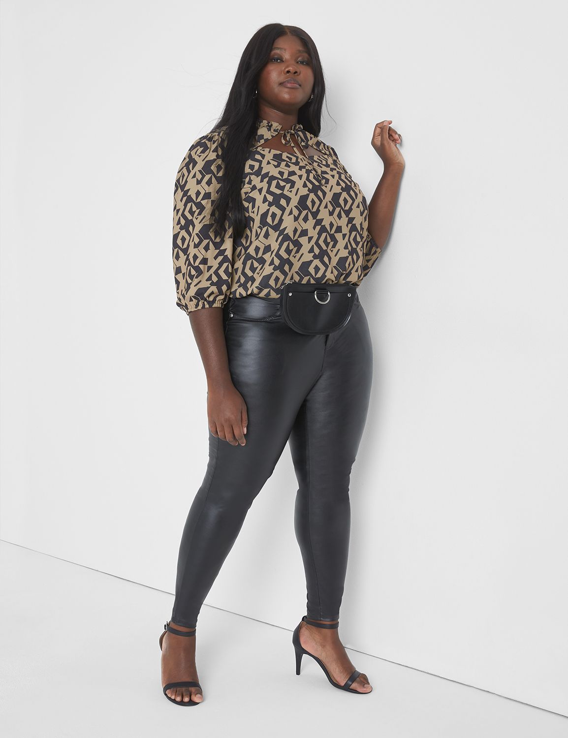 High Rise Vegan Leather Cheeky Straight Pants