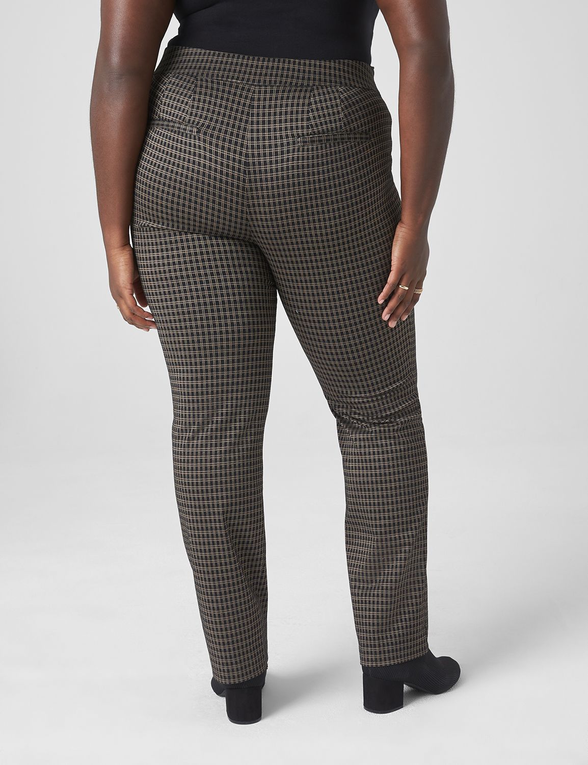 Pull On Straight Pants in Houndstooth Ponte