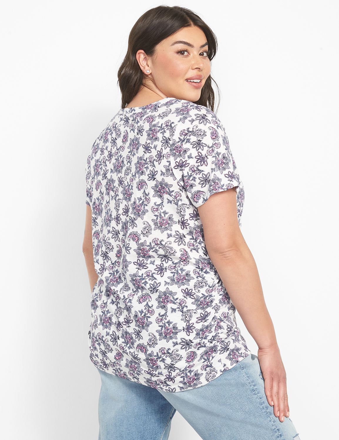 Short Sleeve V neck Side Ruched Tee