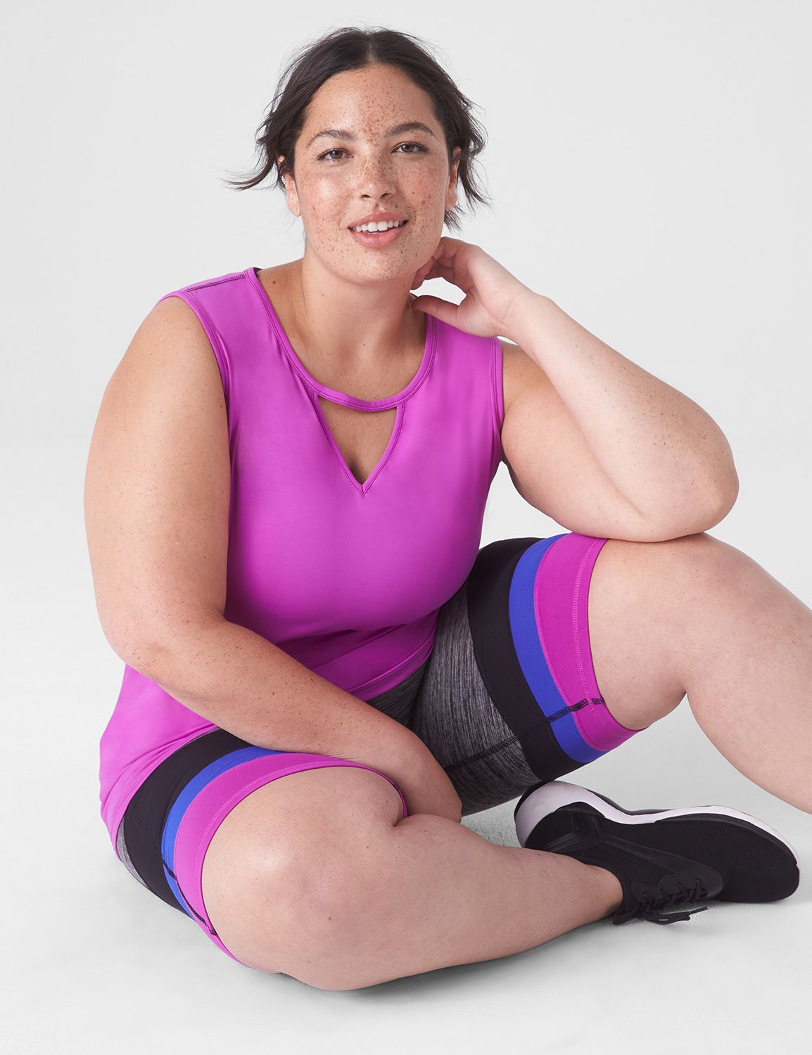 Sleeveless Crew Neck Mesh Inset Wic | LaneBryant