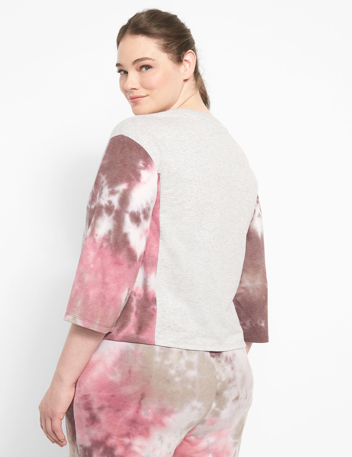 Crushed 3/4 Sleeve 'Malibu' Notch Neck Tee