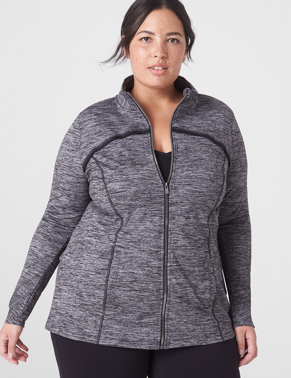 LIVI Soft Long-Sleeve Marled Performance Jacket | LaneBryant