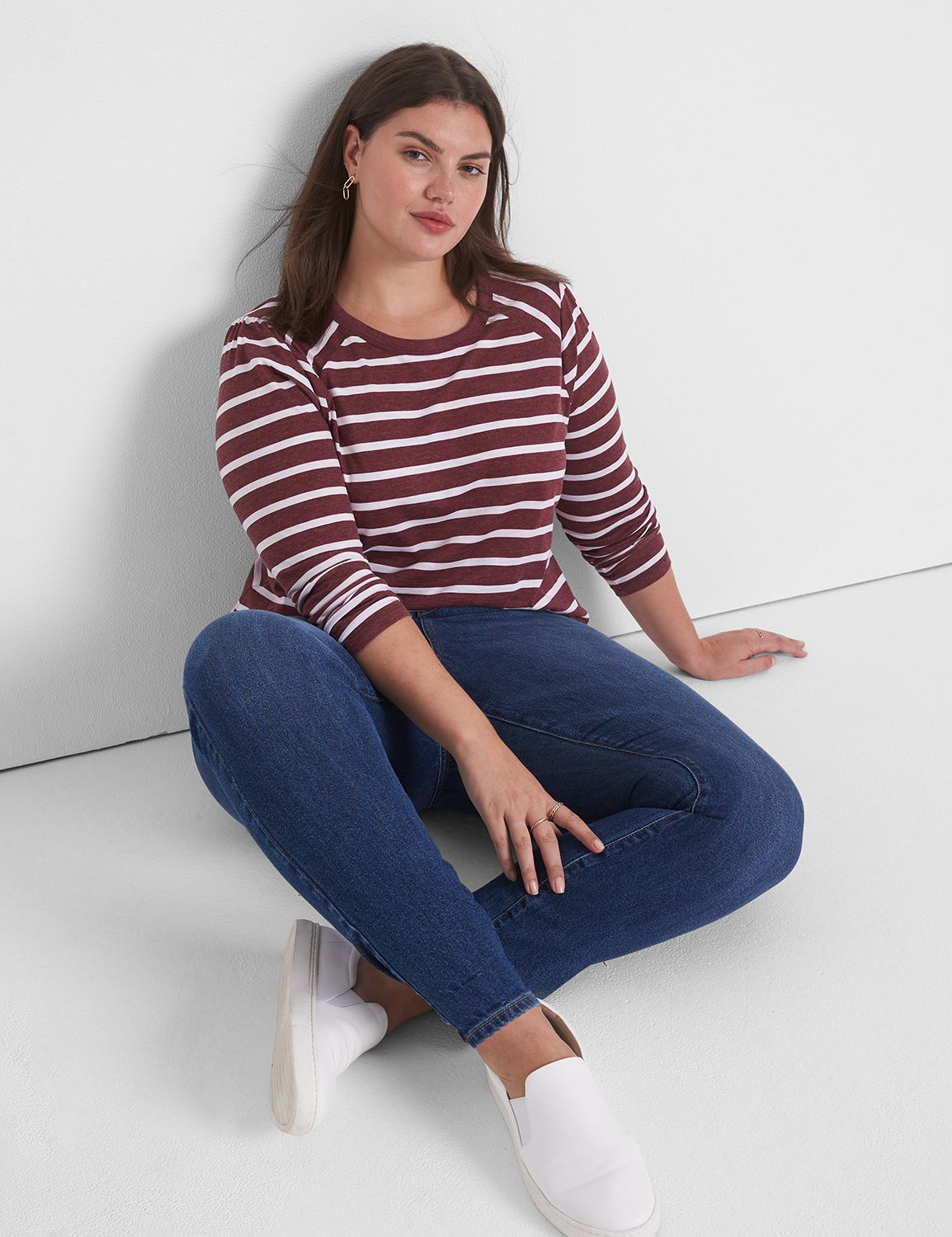 Long Sleeve 'Pansy' Crew Neck w/Front-Seam