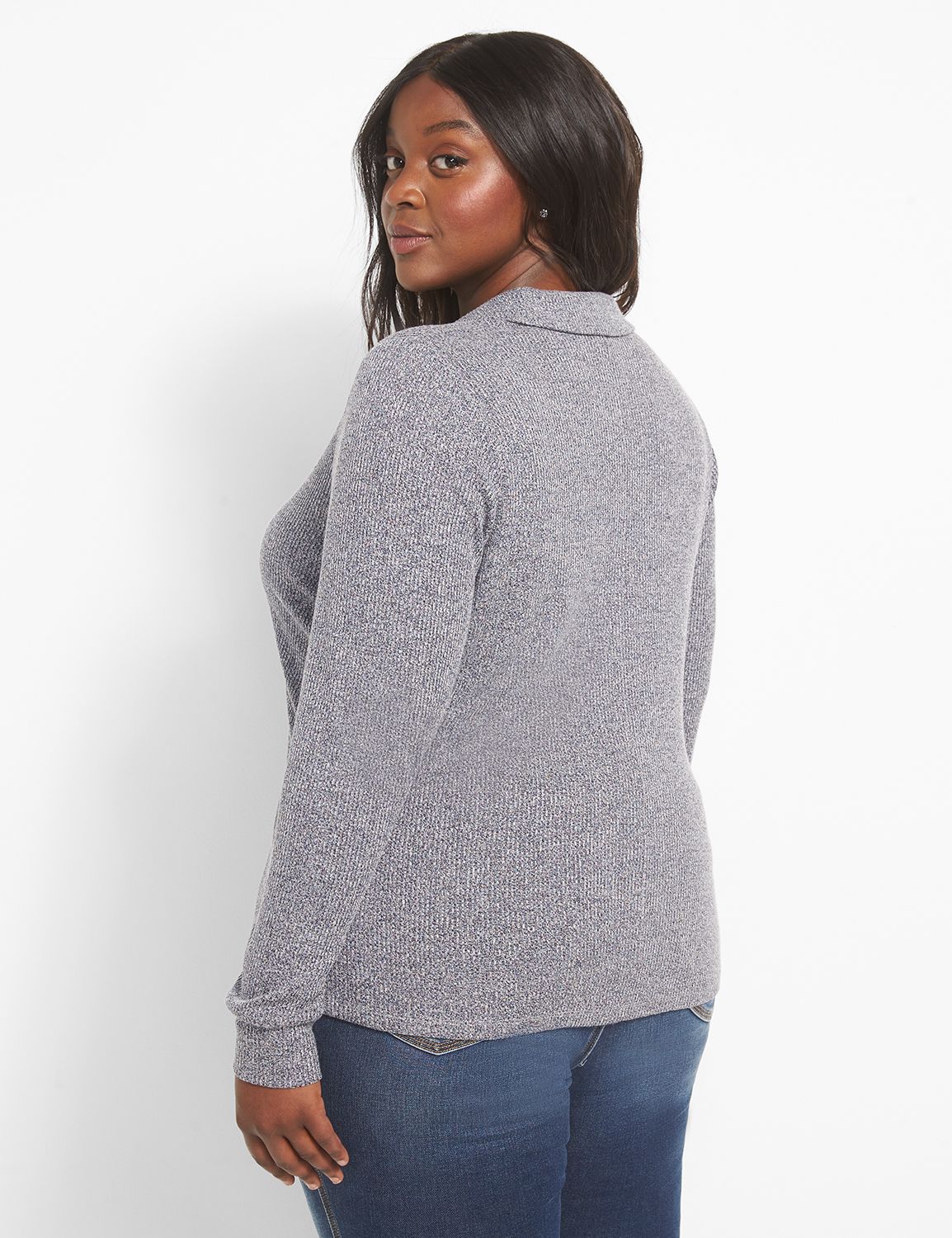 POL V-Cutout Rib Band Long Sleeve Sweatshirt - Limited Quantities main image 0