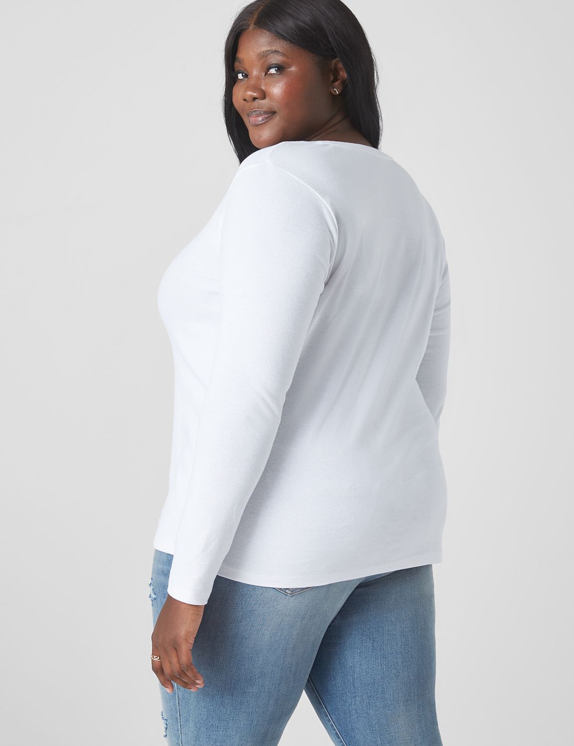 plus size white long sleeve top