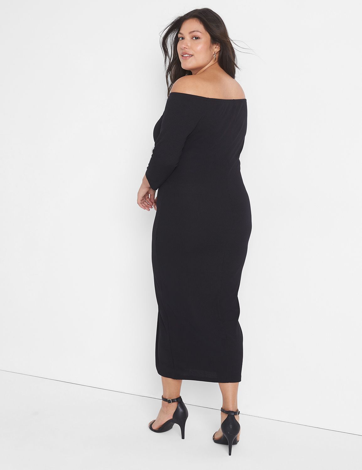 Off-The-Shoulder Ribbed Bodycon Dress