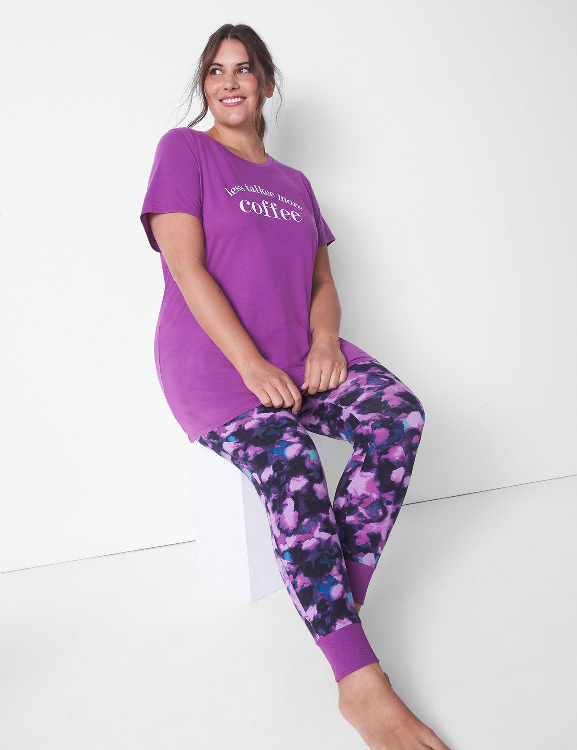 Crew Neck Short Slv Legging PJ Set Product Image 1
