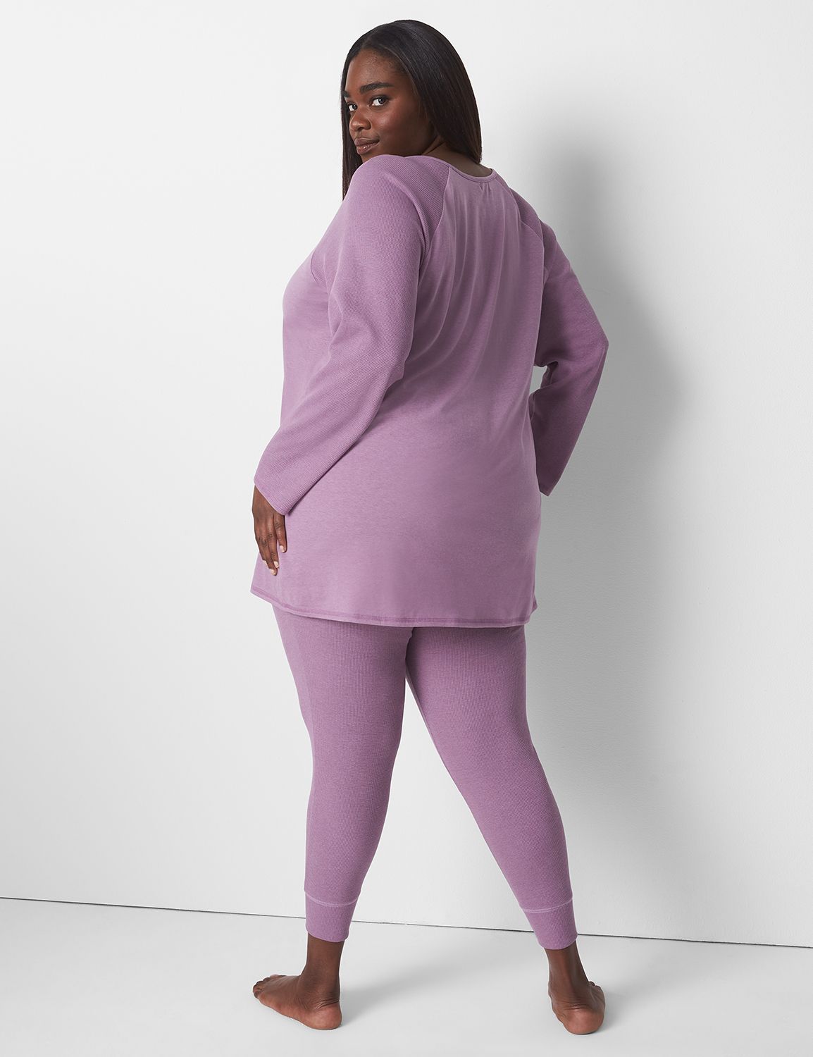 Thermal Cotton Henley Legging PJ Set LaneBryant