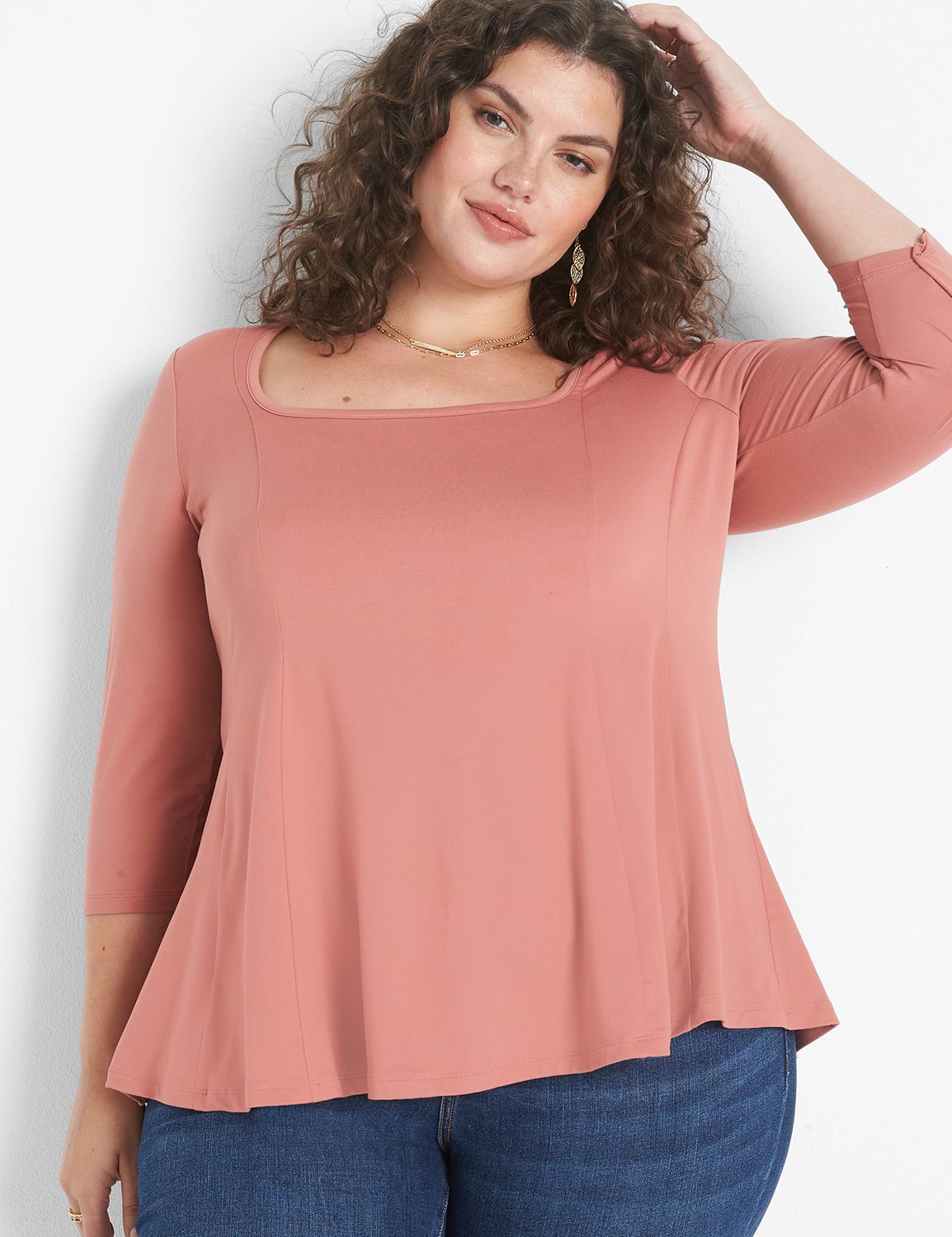 Classic Fit and Flare 3/4 Sleeve Sq Product Image 1