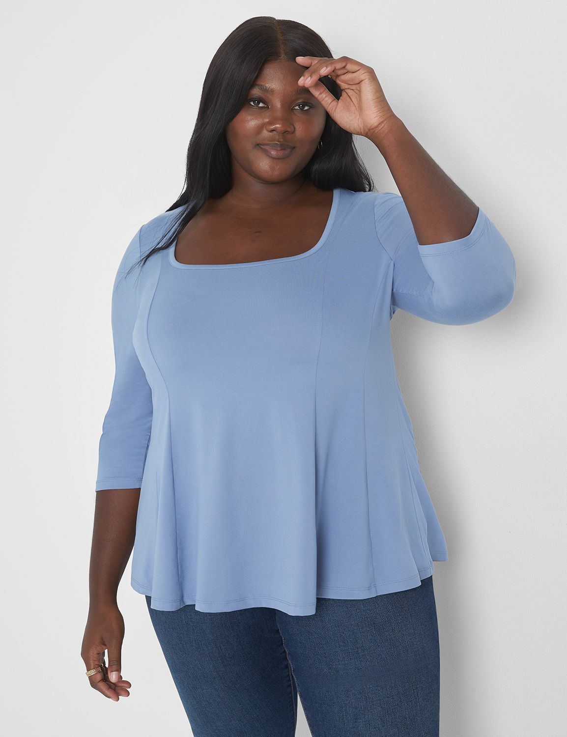 Classic Fit and Flare 3/4 Sleeve Sq | LaneBryant