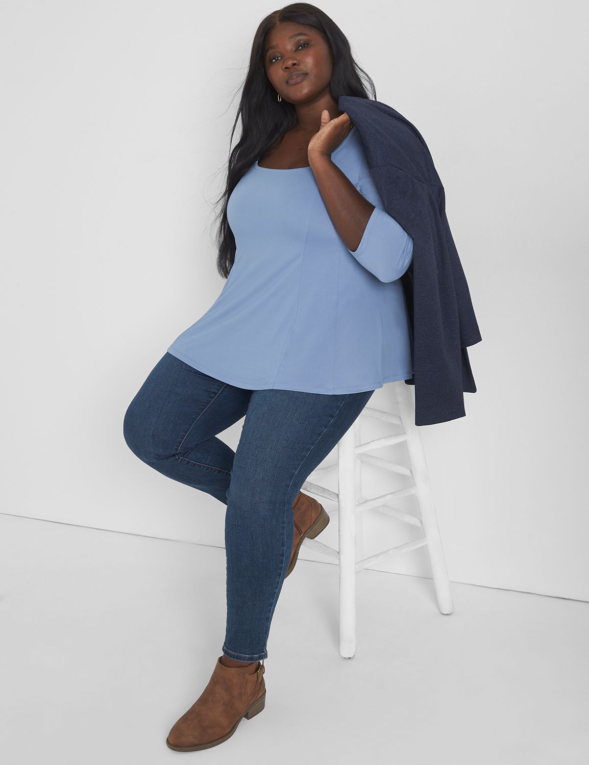 Classic Fit and Flare 3/4 Sleeve Sq Product Image 3