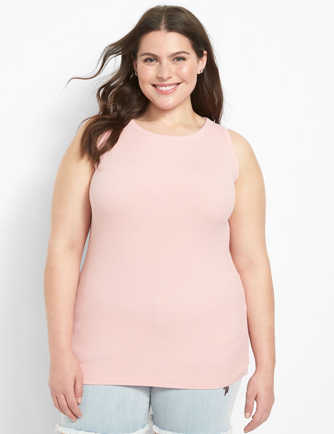 Sleeveless High Neck Rib Tank 11244