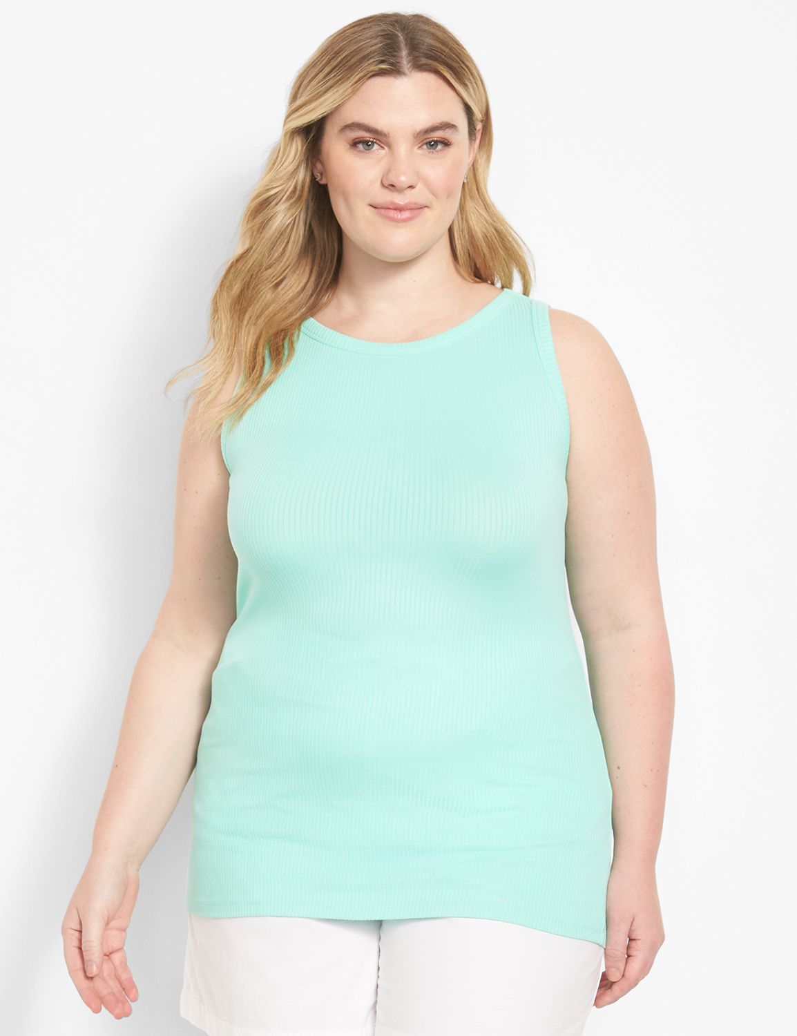 Sleeveless High Neck Rib Tank 11244 Product Image 1