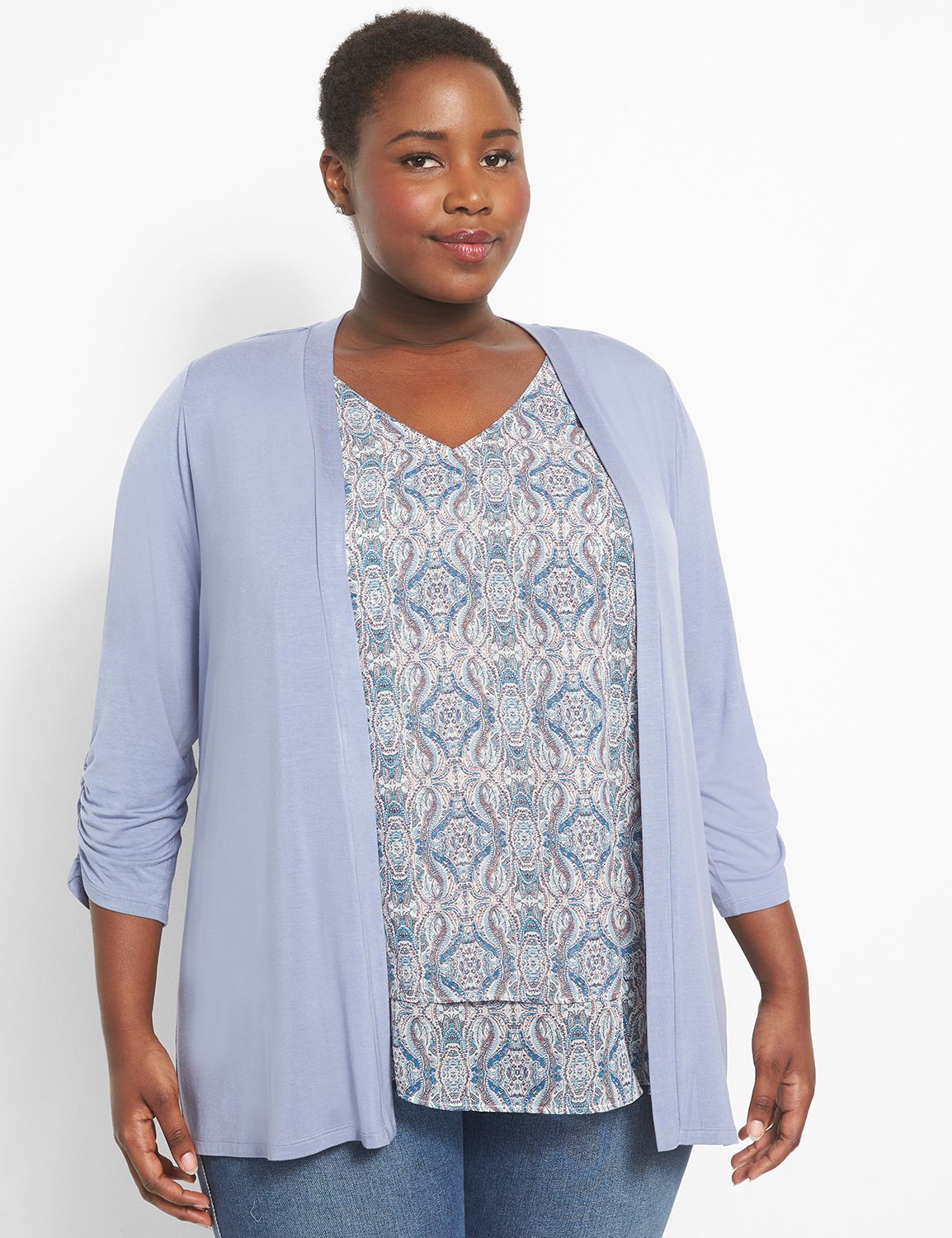 3/4 Sleeve Rushed Side Top