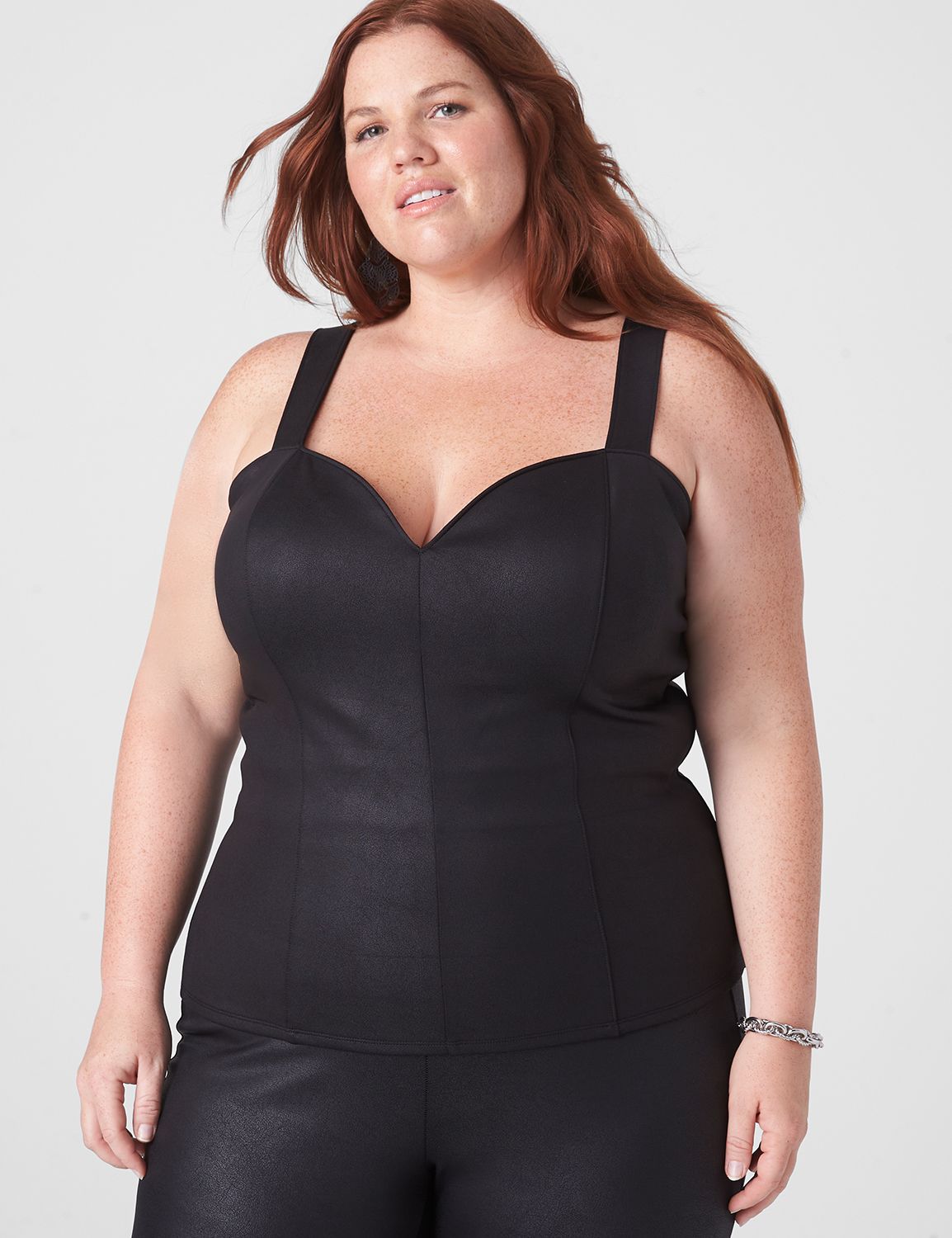 Fitted Sweetheart Neck Tank In Coat Product Image 3