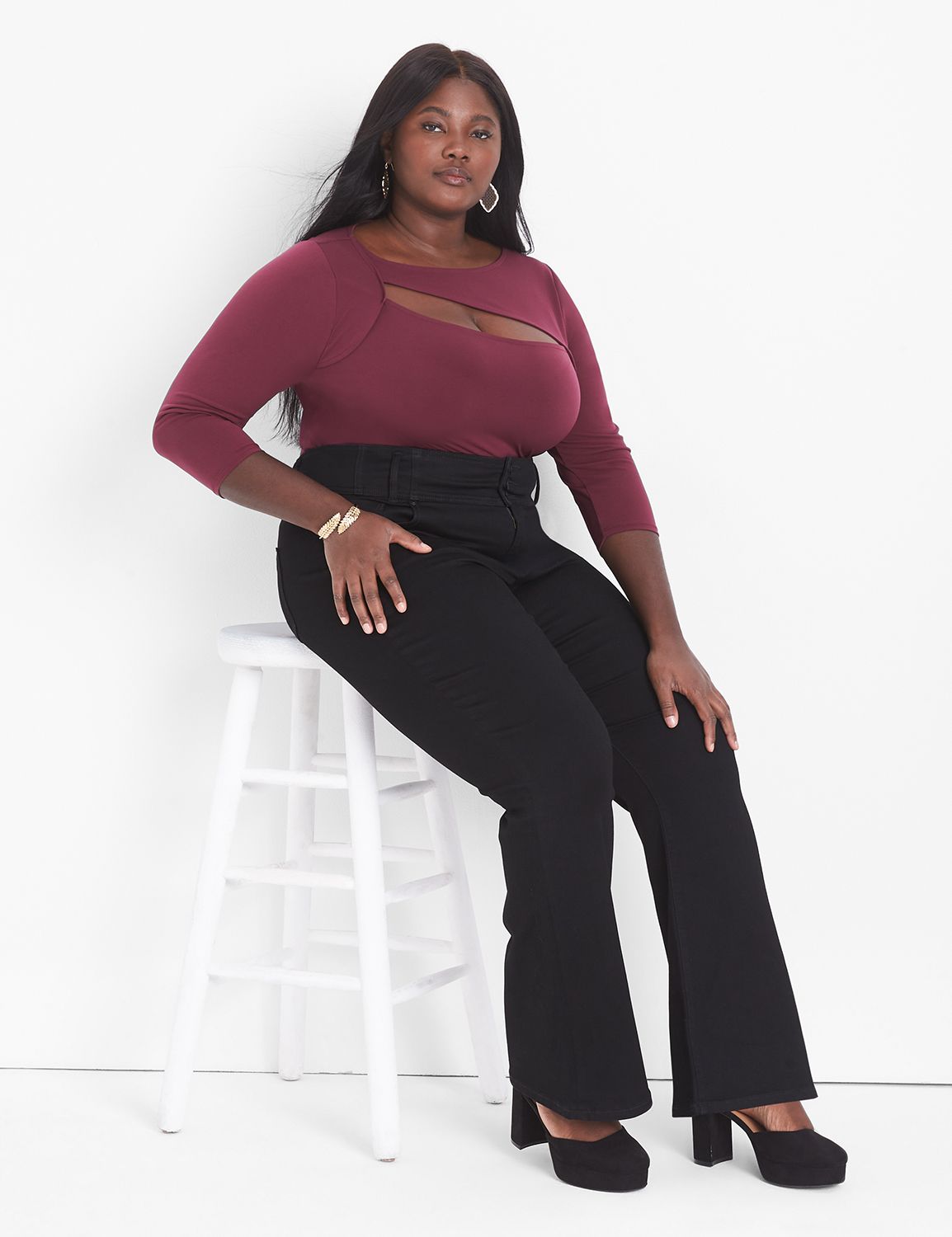 Fitted 3/4 Sleeve Boat Neck Fitted Product Image 1