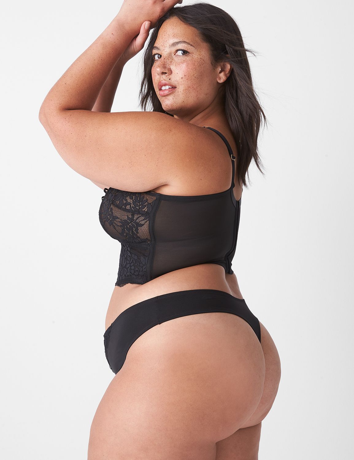 Lane Bryant Black Sexy & Silky High-Waist, High-Leg Thong Plus