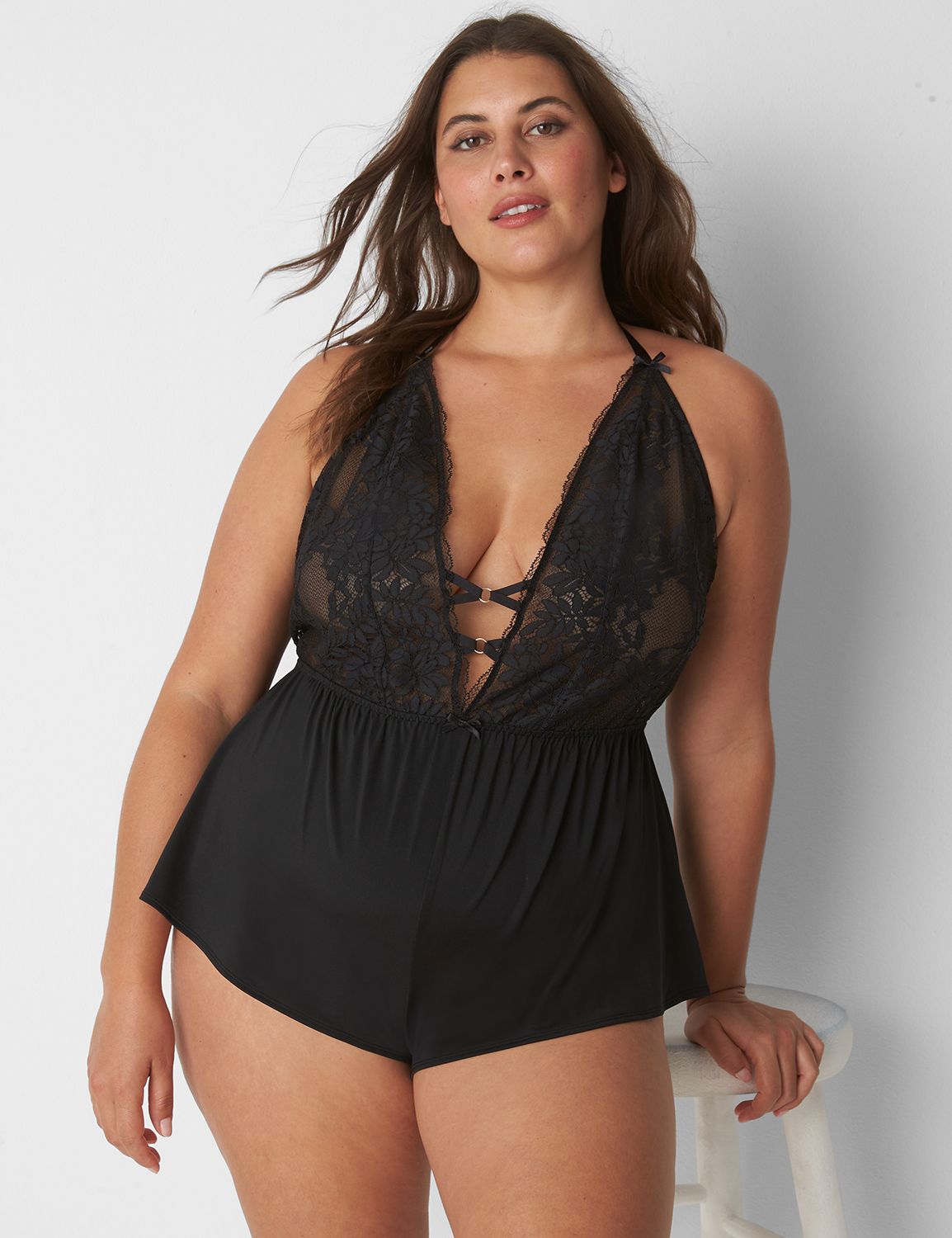 Scallop Lace Romper LaneBryant