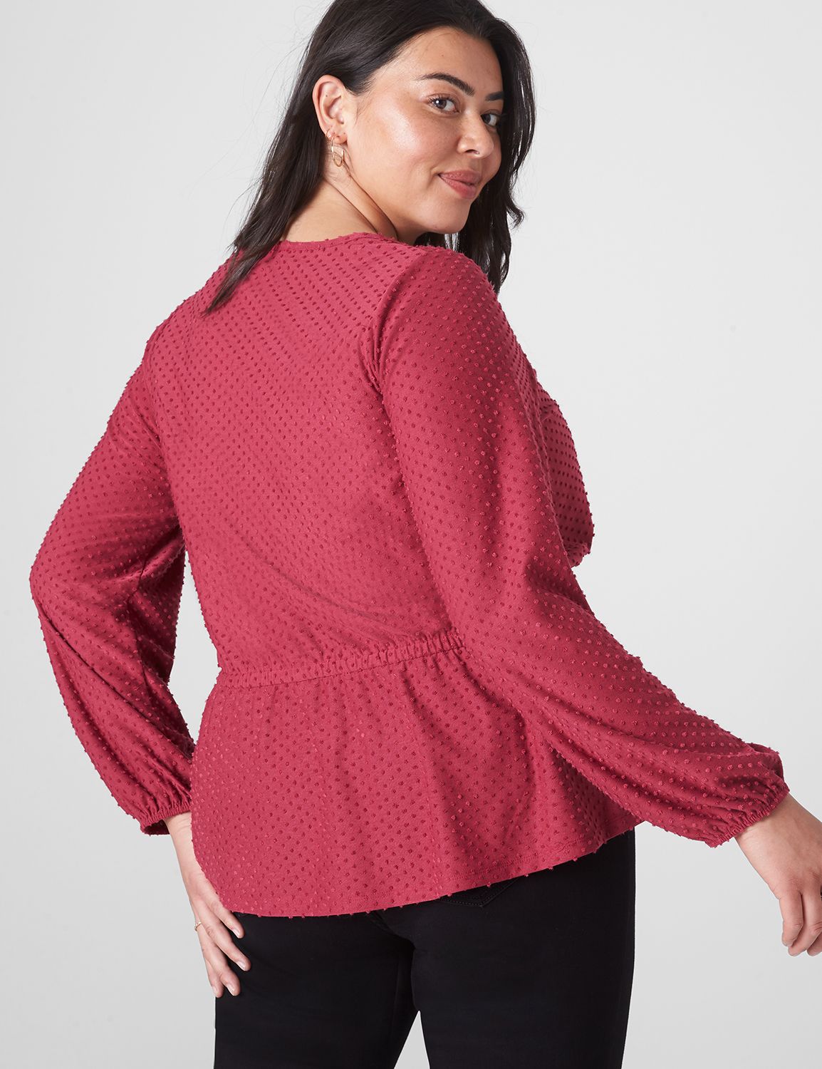 Classic Long Sleeve Blouson Faux V- Product Image 2