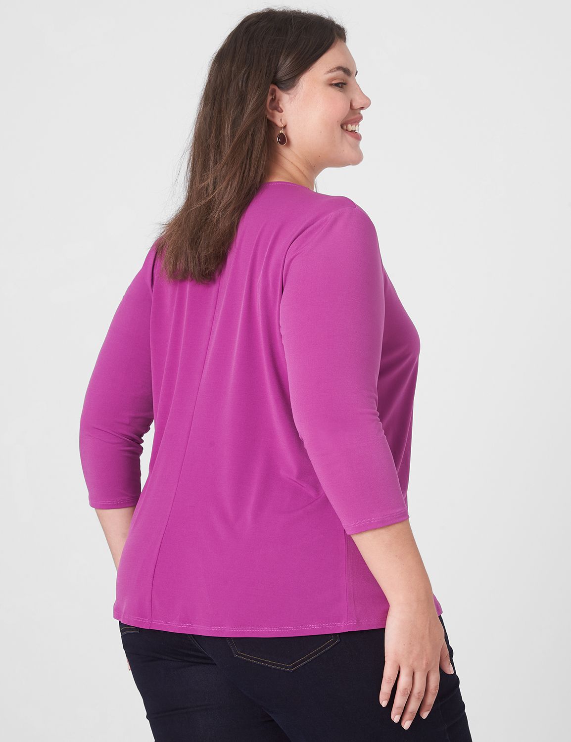 Crushed 3/4 Sleeve Taupe V-Neck main image 1