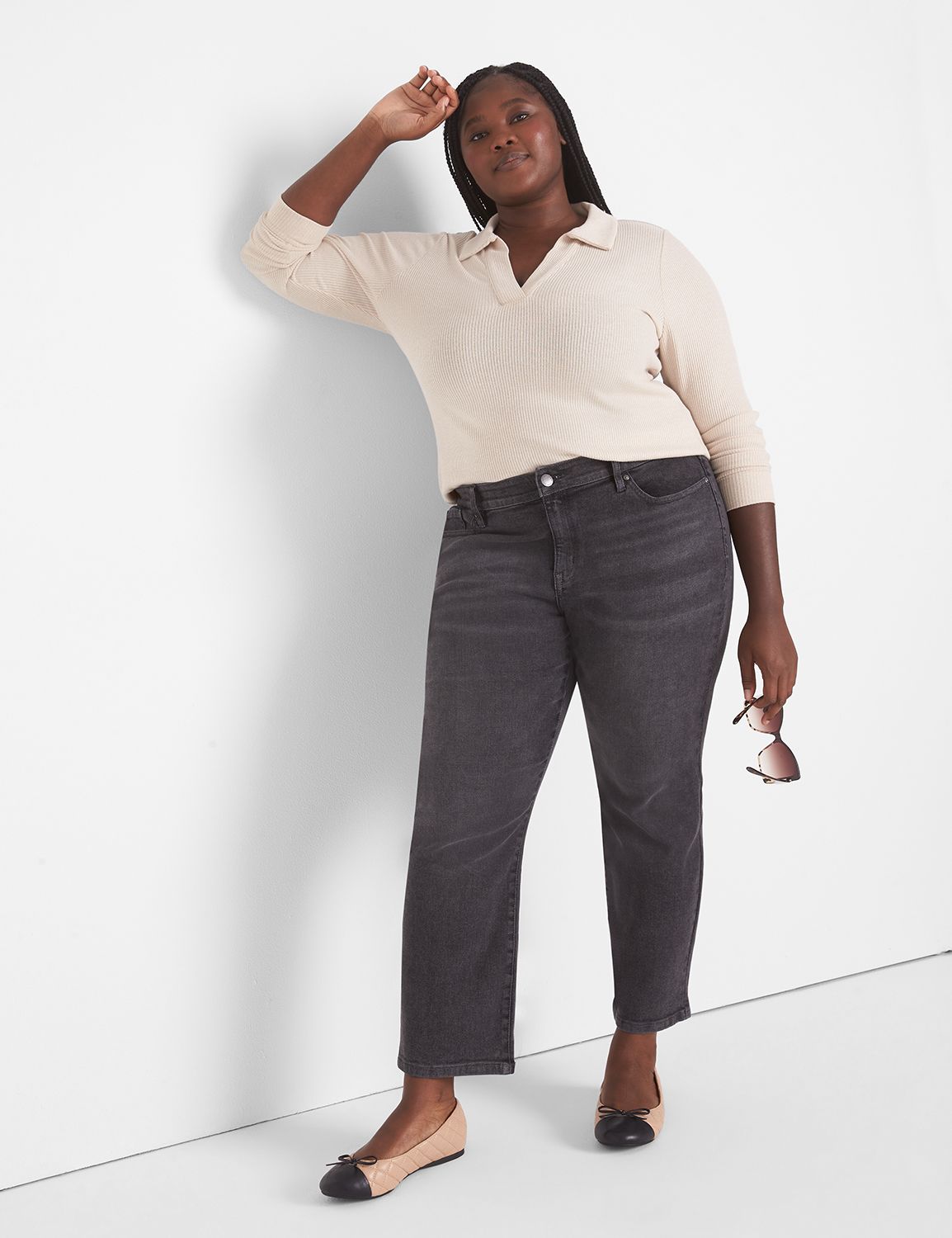 RISEN MID RISE STRAIGHT CROP ANKLE PANTS