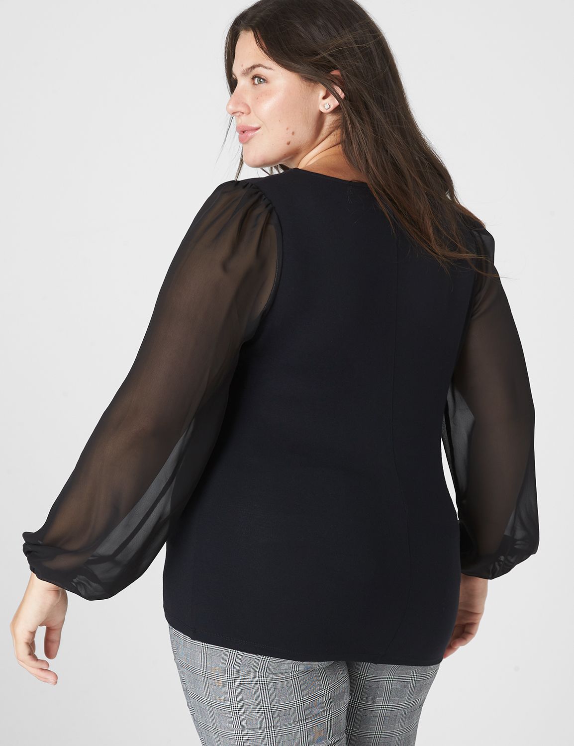Fitted Long Blouson Deep V-Neck Tee Product Image 2